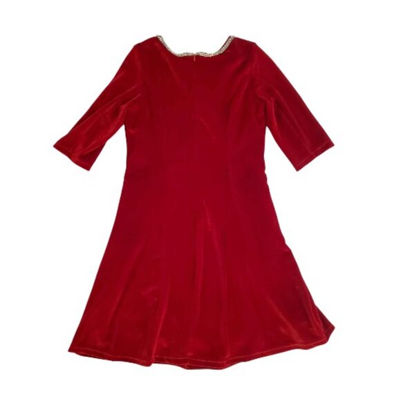 Chasing Fireflies Red Velvet Dress Size 8 - Picture 4 of 5
